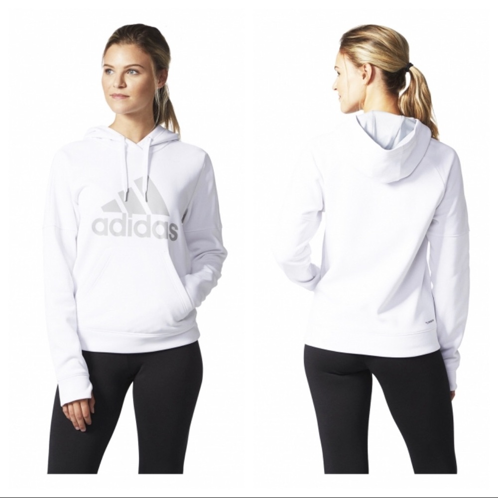 Women’s adidas white and gray hoodie
